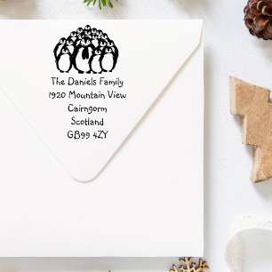 Cute Penguin Family New Address Stamp Rubberstempel