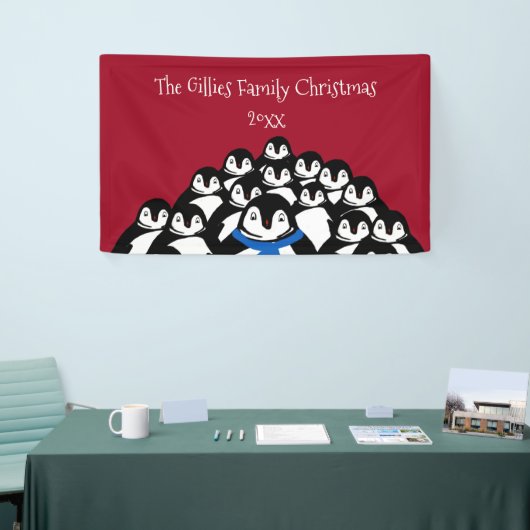 Cute Penguin Family Party Spandoek (Beurs)