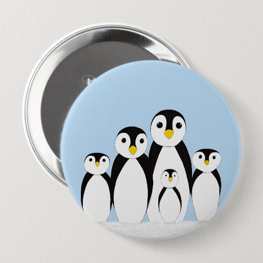 Cute Penguin Family Ronde Button 4,0 Cm (Voorkant /achterkant)