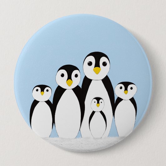 Cute Penguin Family Ronde Button 4,0 Cm (Voorkant)