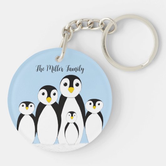 Cute Penguin Family Sleutelhanger (Achterkant)
