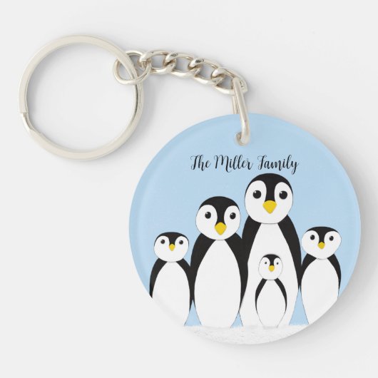 Cute Penguin Family Sleutelhanger (Voorkant)