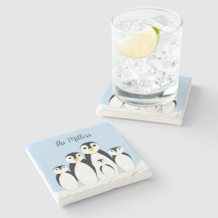 Cute Penguin Family Stenen Onderzetter