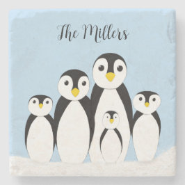 Cute Penguin Family Stenen Onderzetter