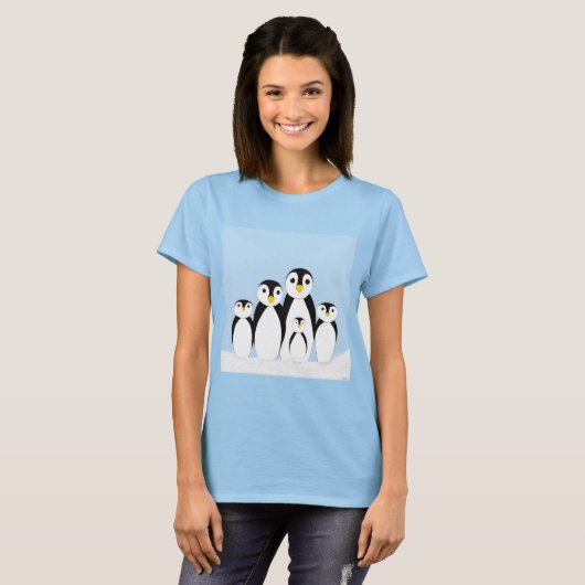 Cute Penguin Family T-shirt (Voorkant volledig)