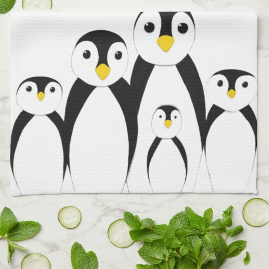 Cute Penguin Family Theedoek (Gevouwen)