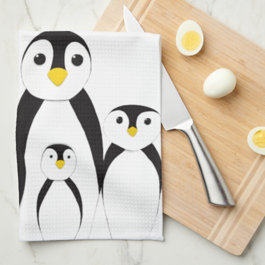 Cute Penguin Family Theedoek (Quarter Fold)