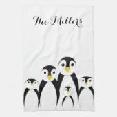 Cute Penguin Family Theedoek (Verticaal)