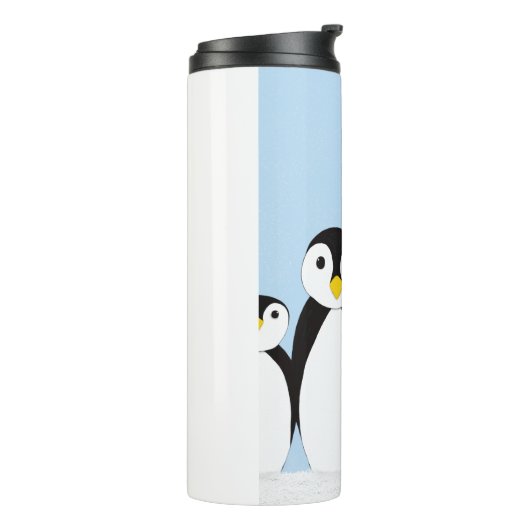Cute Penguin Family Thermosbeker (Gedraaid links)
