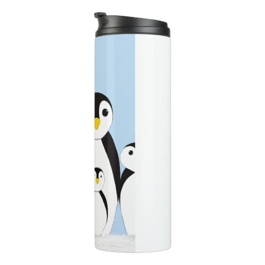 Cute Penguin Family Thermosbeker (Geroteerd rechts)