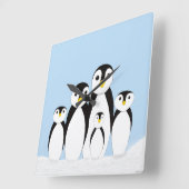 Cute Penguin Family Vierkante Klok (Hoek)