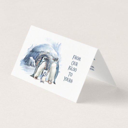 Cute Penguin Family Warm Hearts Christmas Card Kaart (Voorkant)