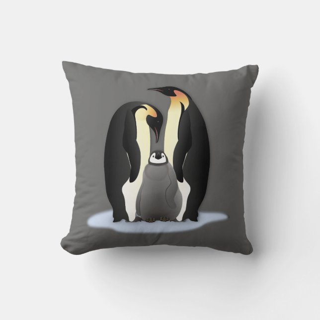 Cute Penguin Family Winter Pillow Kussen (Voorkant)