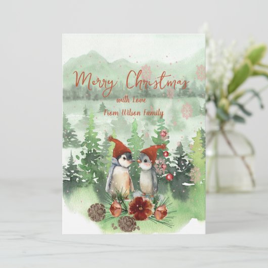 Cute Penguin Feestdagenkaart (Staand voorkant)