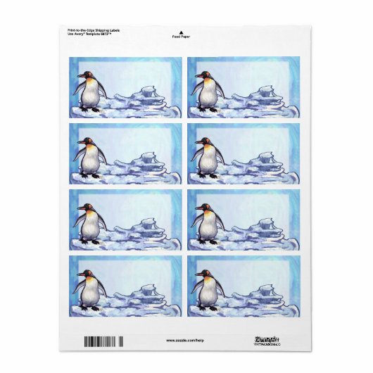 Cute Penguin Front Personalized Shipping Labels (Full Sheet)