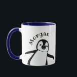 Cute Penguin Fun Name Personalized Mok<br><div class="desc">Introducing our Personalized fun curved Name Cute Peeking Penguin Coffee Mug! This delightful mug is perfect for adding a touch of whimsy and personalization to your morning coffee routine or as a thoughtful Christmas gift. The mug features an adorable penguin illustration peeking around the side, bringing a smile to your...</div>