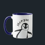 Cute Penguin Fun Name Personalized Mok<br><div class="desc">Introducing our Personalized fun curved Name Cute Peeking Penguin Coffee Mug! This delightful mug is perfect for adding a touch of whimsy and personalization to your morning coffee routine or as a thoughtful Christmas gift. The mug features an adorable penguin illustration peeking around the side, bringing a smile to your...</div>