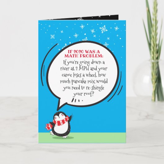 Cute Penguin Funny 2020 Wiskunde Problem Quote on Feestdagen Kaart (Voorkant)