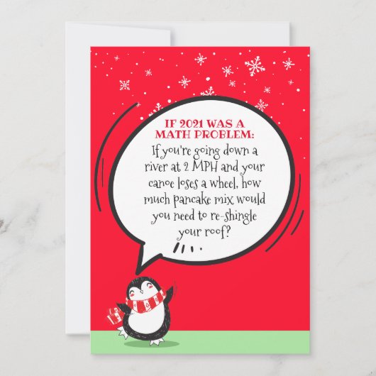 Cute Penguin Funny 2021 Wiskunde Problem Holiday C Kaart (Voorkant)