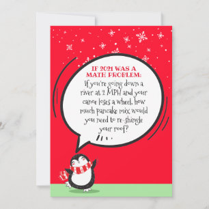 Cute Penguin Funny 2021 Wiskunde Problem Holiday C Kaart