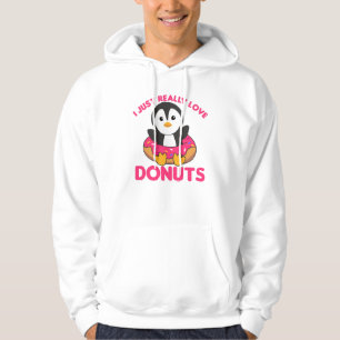 Cute Penguin Funny Animals in Donut Roze Hoodie