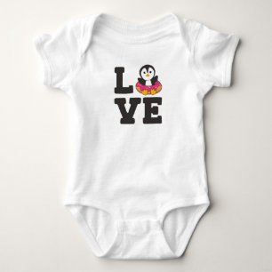Cute Penguin Funny Animals in Donut Roze Romper