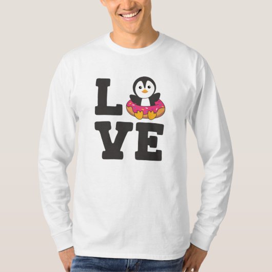 Cute Penguin Funny Animals in Donut Roze T-shirt (Voorkant)