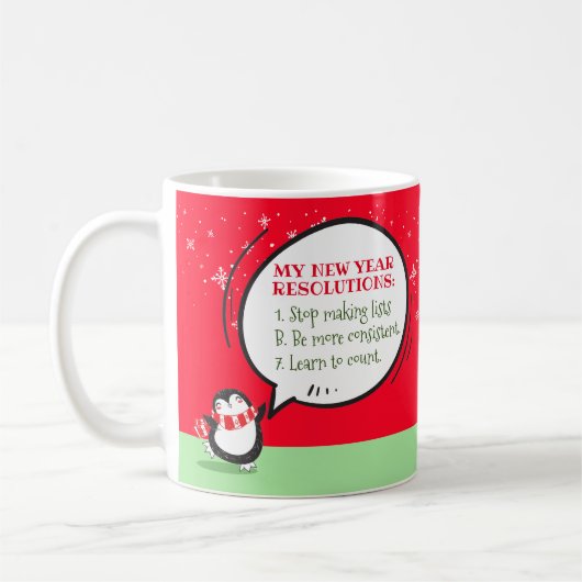 Cute Penguin Funny New Year Resolution Coffee Mok (Links)