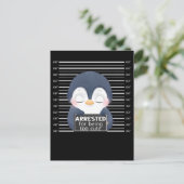 Cute Penguin gearresteerd Funny Animal Briefkaart (Staand voorkant)