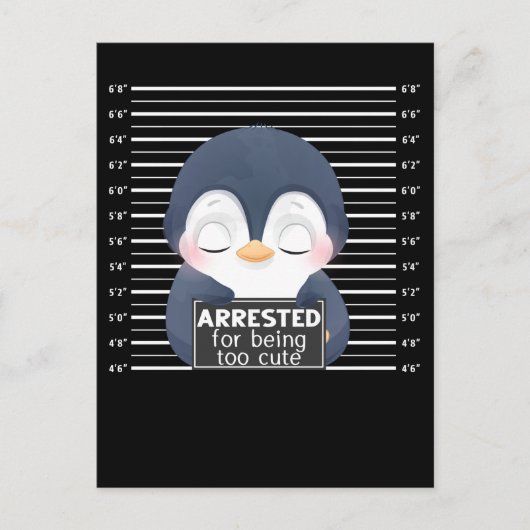 Cute Penguin gearresteerd Funny Animal Briefkaart (Voorkant)