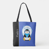 Cute Penguin | Gewoon Canvas tas van Chillin (Achterkant)
