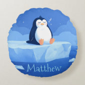Cute Penguin Gift, Personalized Penguin  Rond Kussen (Voorkant)