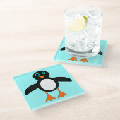 Cute Penguin Glass Onderzetter (Schuin)