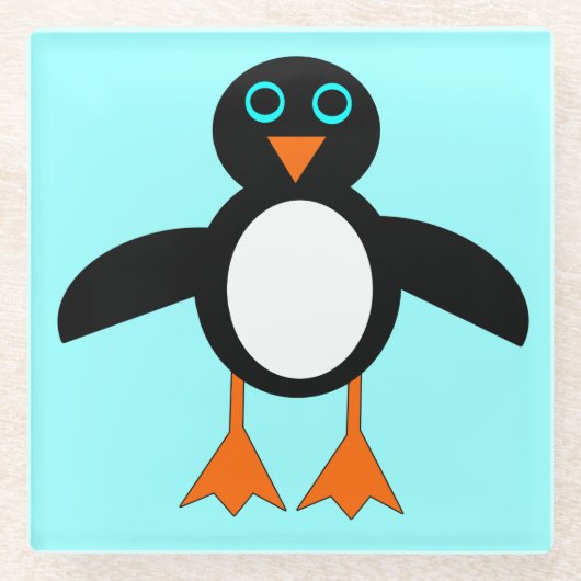 Cute Penguin Glass Onderzetter (Voorkant)