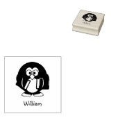 Cute Penguin Glasses Holding Books Custom Name Rubberstempel (Gestempeld)