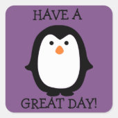 Cute Penguin Great Day Sticker (Voorkant)