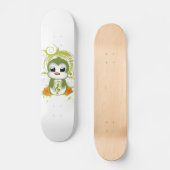 Cute penguin green fluffy effect muzieknote swirls skateboard (Voorkant)
