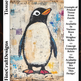 Cute Penguin, Grungy Paper Collage DJ1R Decoupage Tissuepapier
