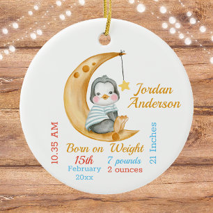 Cute Penguin Half Moon Baby Stats Keramisch Ornament