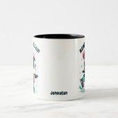 Cute Penguin “Have an Ice Day” Personalized Christ Tweekleurige Koffiemok (Center)