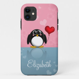 Cute Penguin Heart Balloon iPhone 5 Hoesje