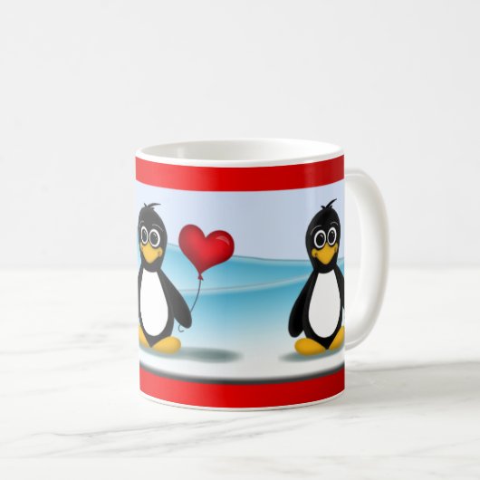 Cute Penguin Heart Balloon Valentijnsdag Mok (Voorkant rechts)
