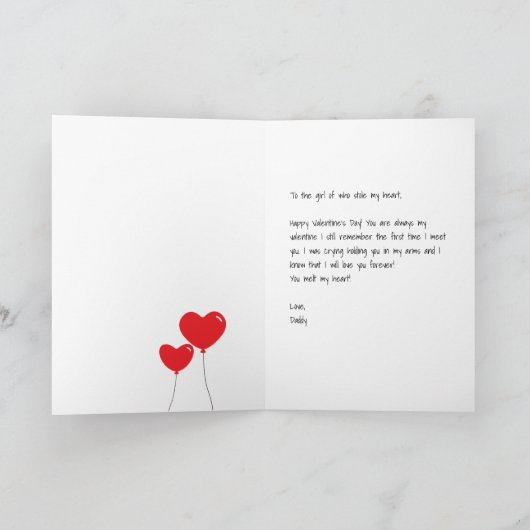 Cute Penguin Heart Balloons Valentijnse kaart (Binnen)