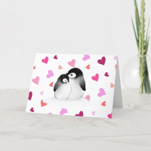 Cute Penguin Heart Valentijnsdag Card Feestdagen Kaart