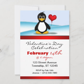 Cute Penguin Heart Valentijnsdag Kaart