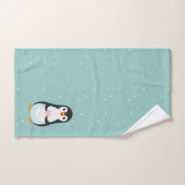 Cute Penguin Holding a Heart on Blauwgroen Bad Handdoek (Handdoek)