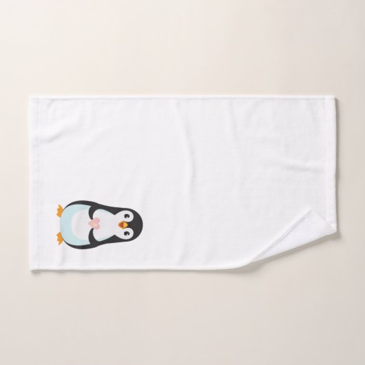 Cute Penguin Holding een hart op wit Bad Handdoek (Handdoek)