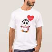 Cute Penguin Holds Heart Shape Balloon T-shirt (Voorkant)