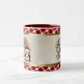 Cute Penguin Holiday Basket Tweekleurige Koffiemok (Center)