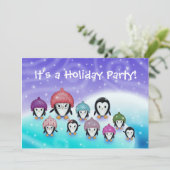 Cute Penguin Holiday Party Uitnodigingen (Staand voorkant)